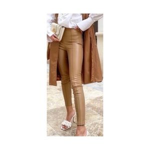 Zara Tan Faux Leather Pants